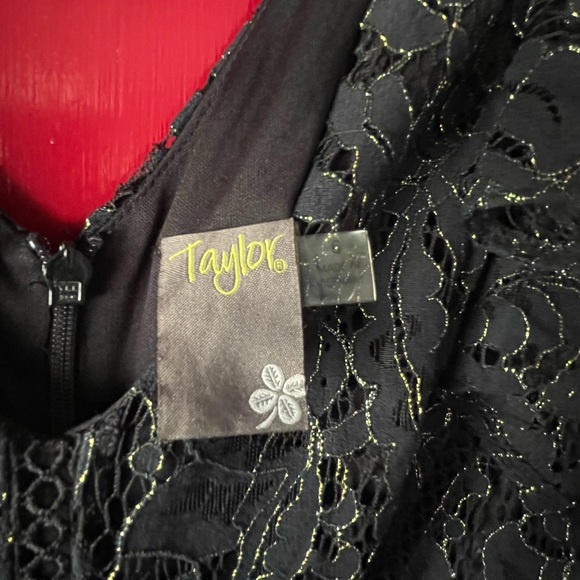 Taylor Women's Lace Cap Sleeve V Neck MIDI Dress high/low - Picture 5 of 5